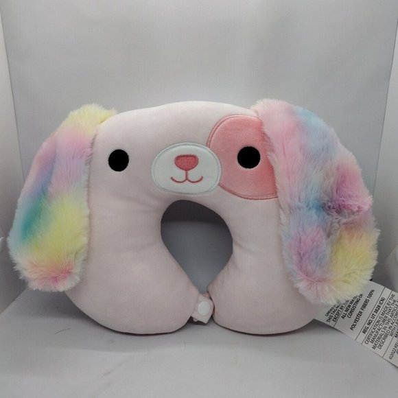 Squishmallows Toys Squishmallow Neck Pillow Bryce Puppy Dog Plush Pink Rainbow Bnwt Travel